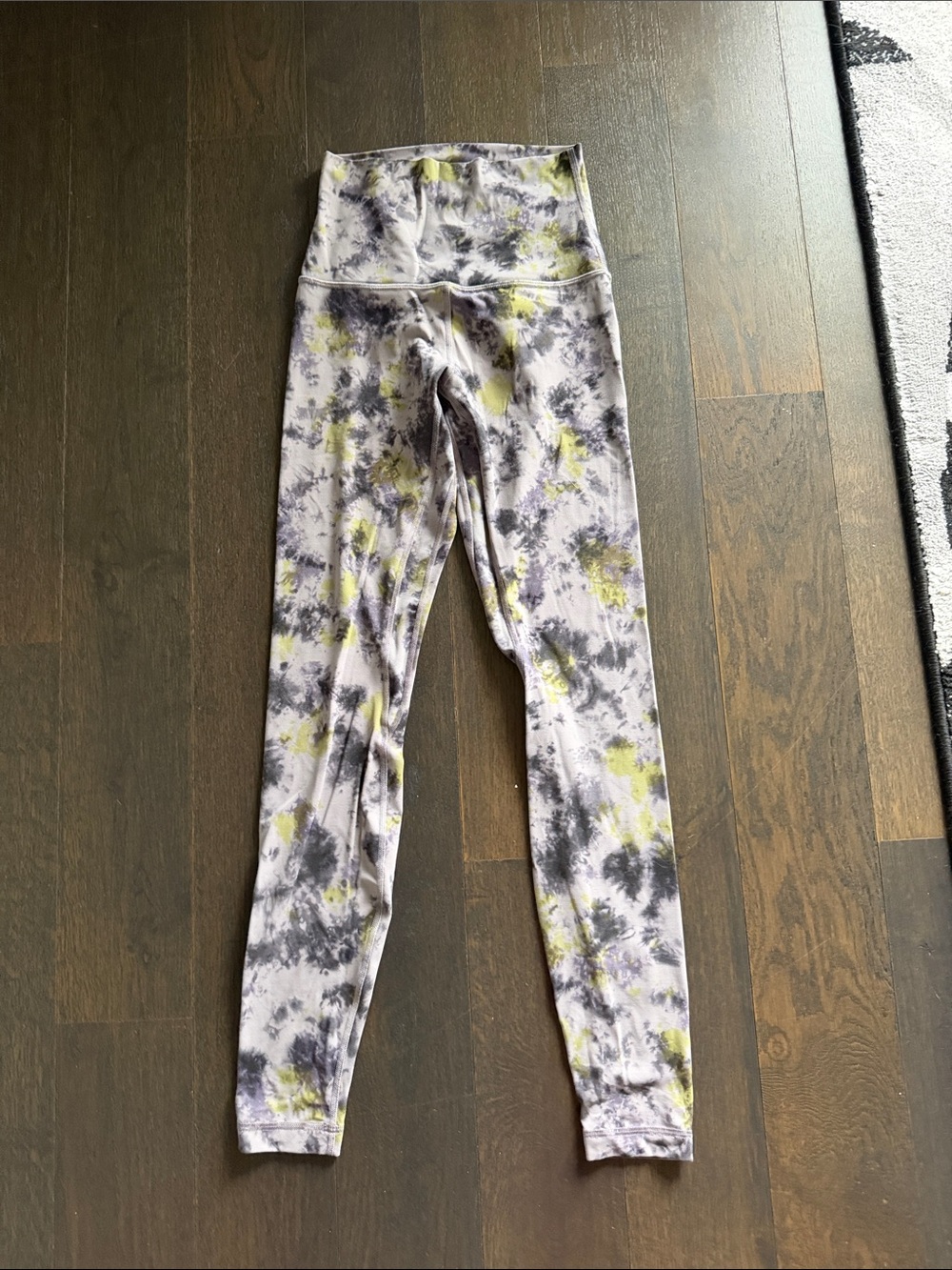 lululemon athletica Lavender Tie-Dye Leggings with Yellow Accents